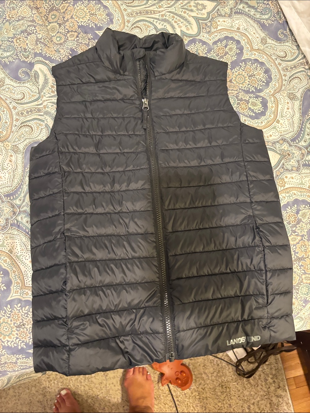 Lands' End Kids Quilted Black Packable Puffer Vest